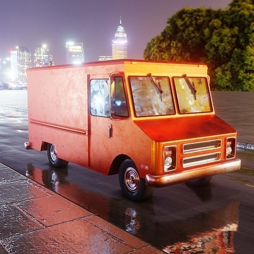 Old Rusty Van Low-poly 3D model