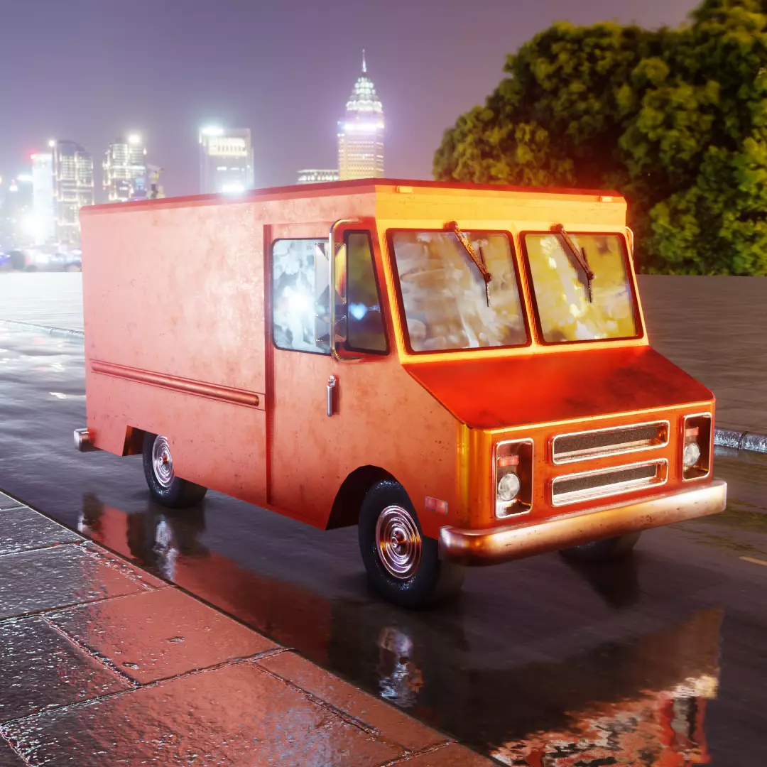 Old Rusty Van Low-poly 3D model_0