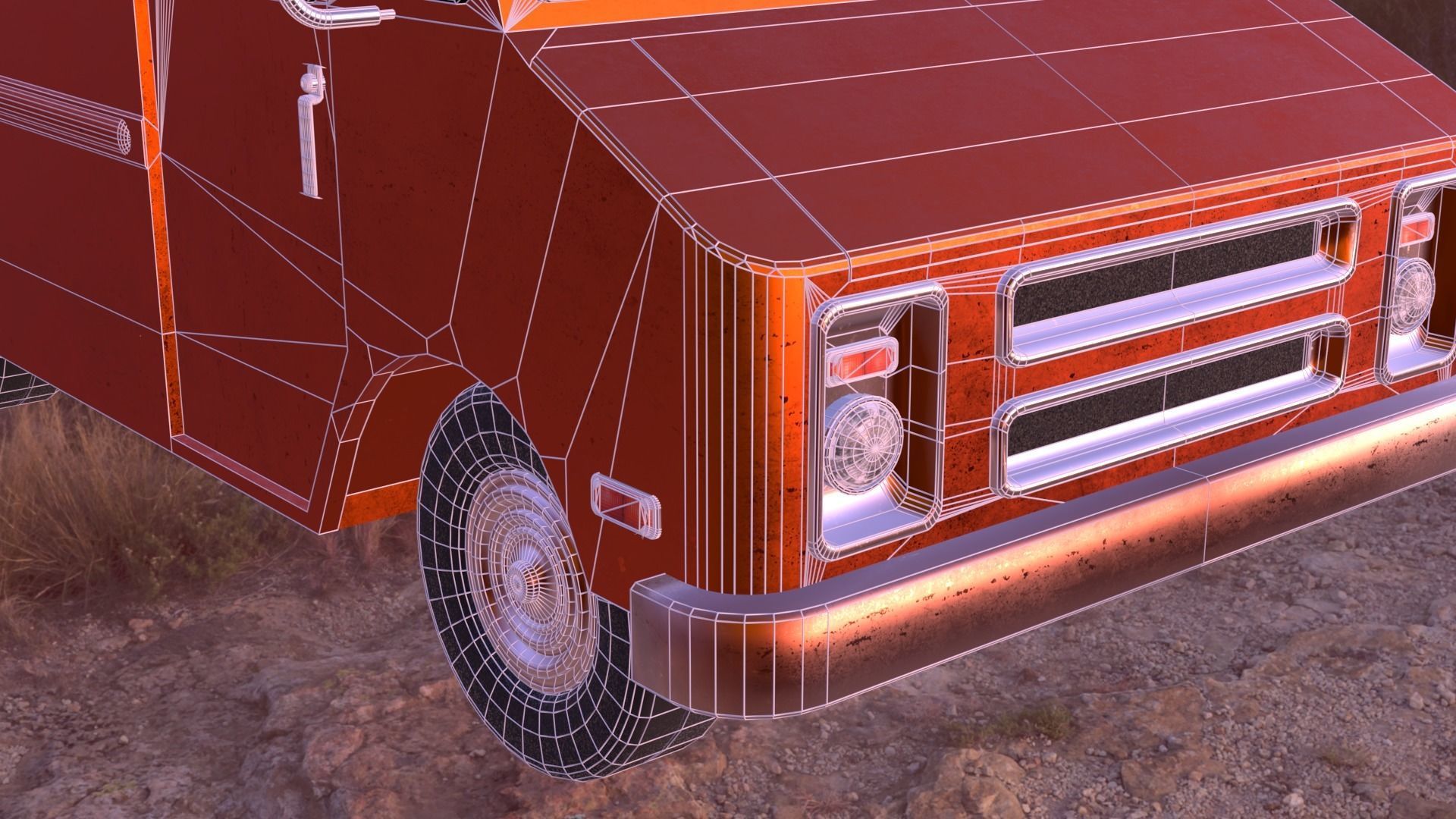 Old Rusty Van Low-poly 3D model_20