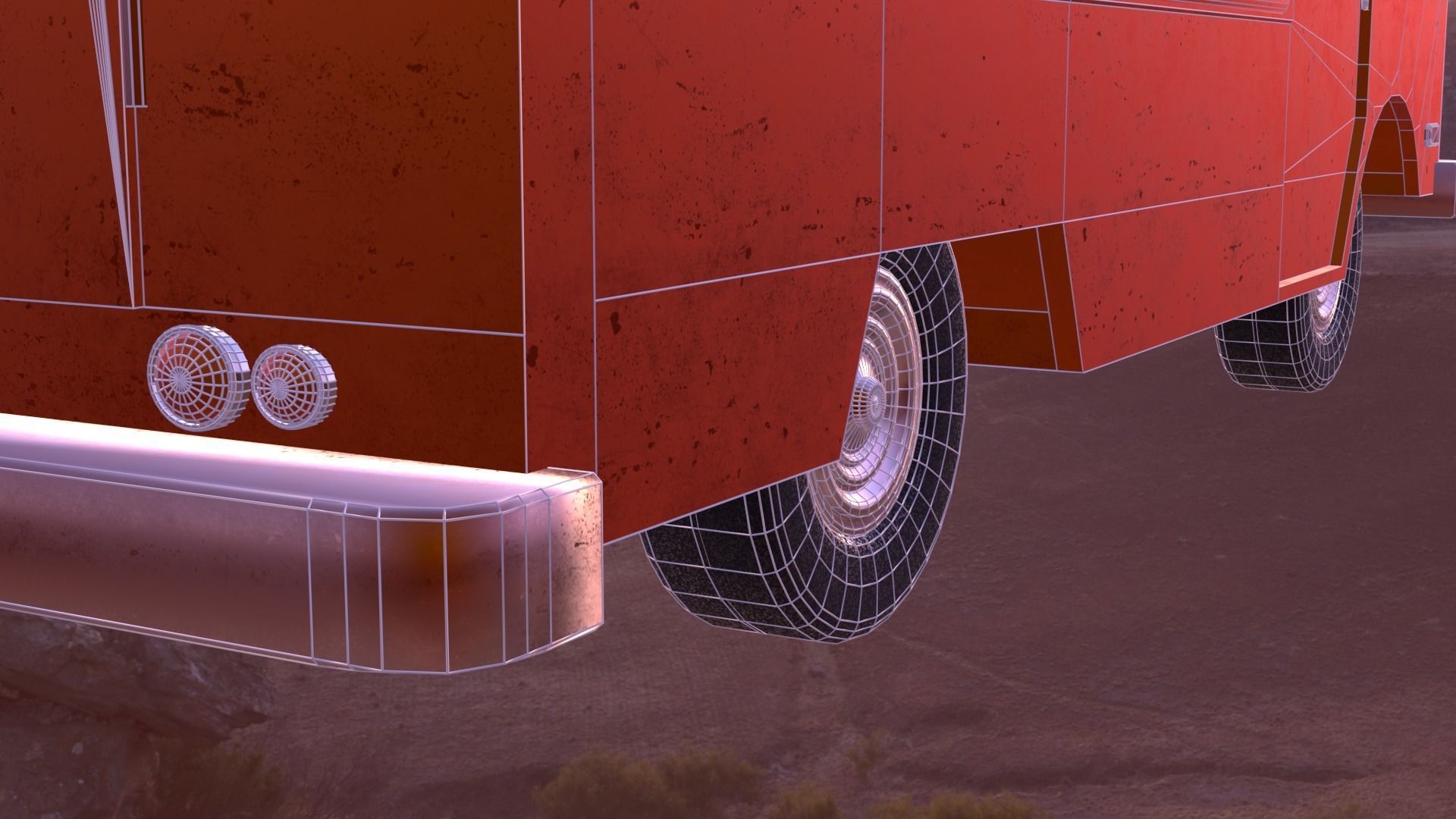 Old Rusty Van Low-poly 3D model_26