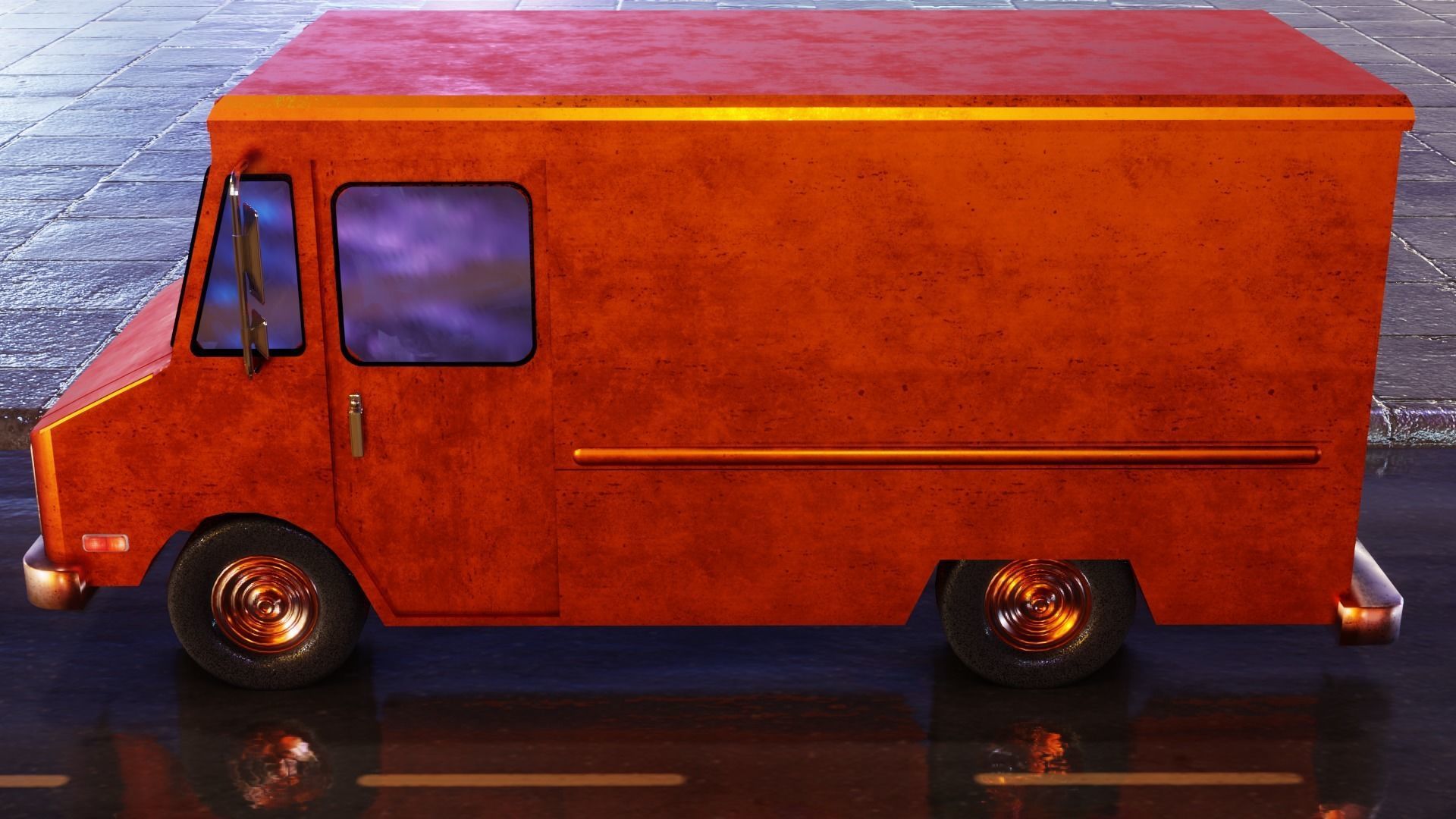 Old Rusty Van Low-poly 3D model_4