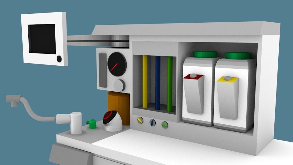 Anesthesia Machine and Cart  Low-poly 3D model_2