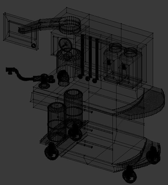 Anesthesia Machine and Cart  Low-poly 3D model_9