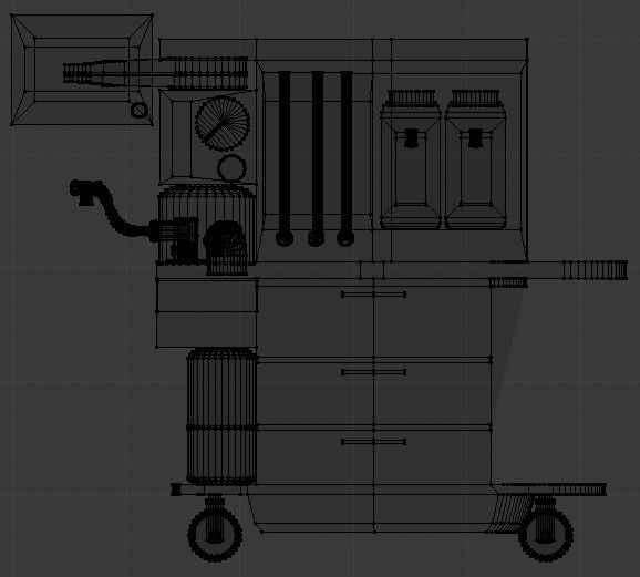 Anesthesia Machine and Cart  Low-poly 3D model_7