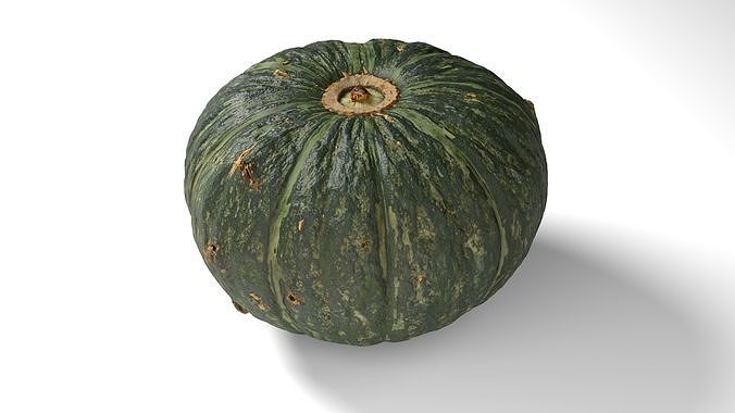 Green Japanese Pumpkin - Photorealistic  Scan Low-poly 3D model 3
