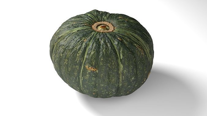 Green Japanese Pumpkin - Photorealistic  Scan Low-poly 3D model 5