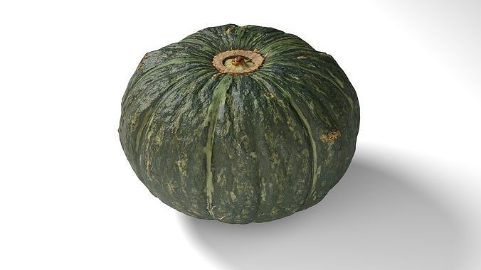 Green Japanese Pumpkin - Photorealistic  Scan Low-poly 3D model 4