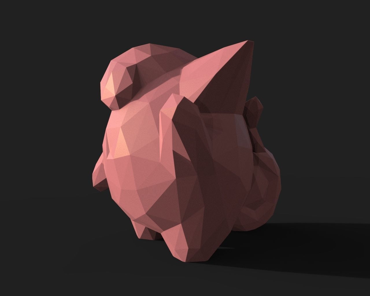 Clefairy Low Poly polygonal creature 3D print model_6