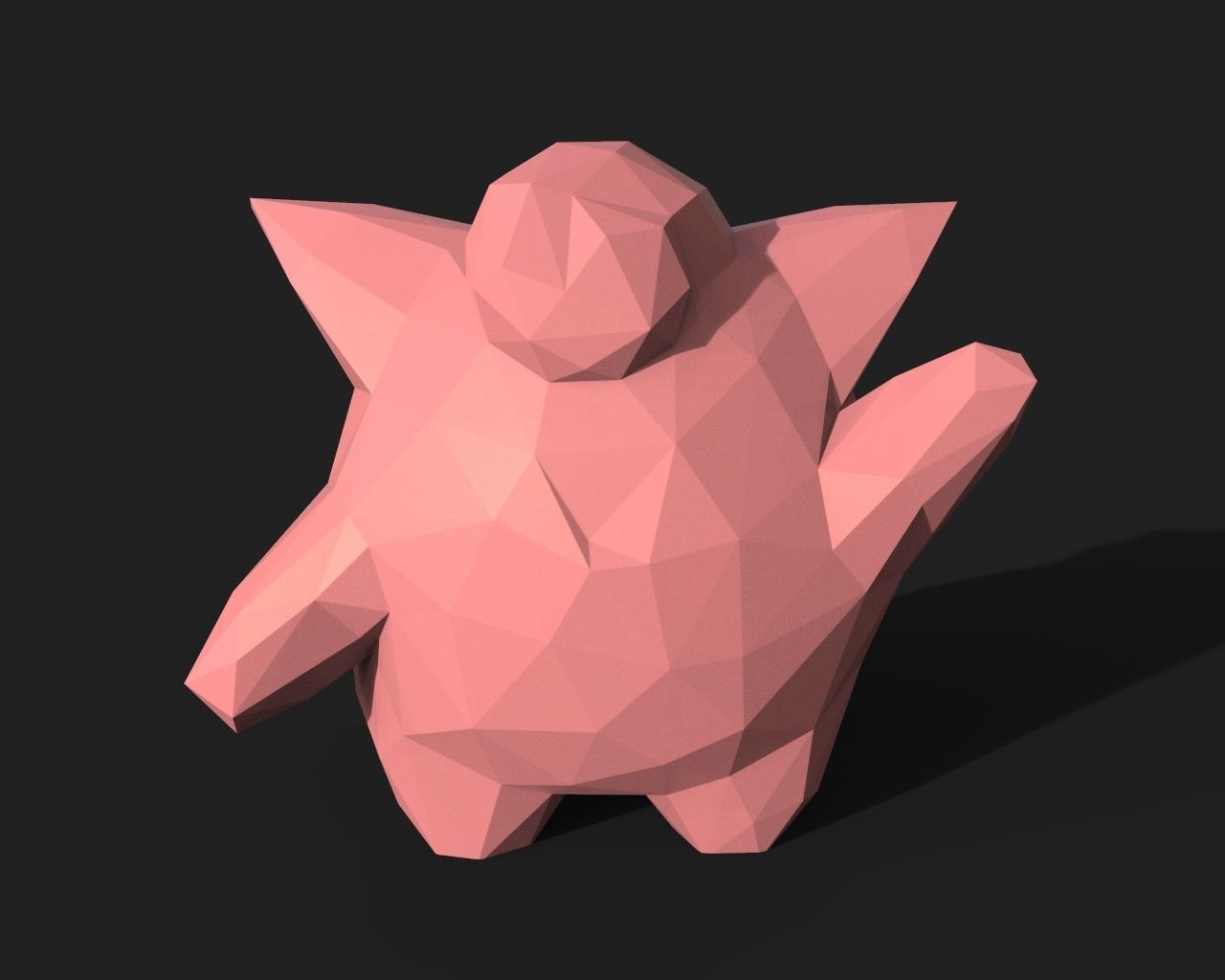 Clefairy Low Poly polygonal creature 3D print model_2