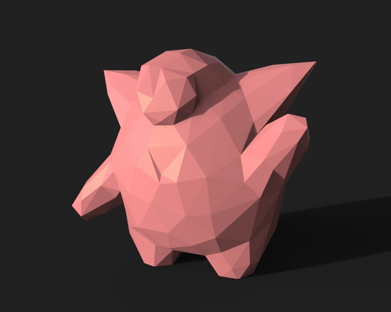 Clefairy Low Poly polygonal creature 3D print model_3