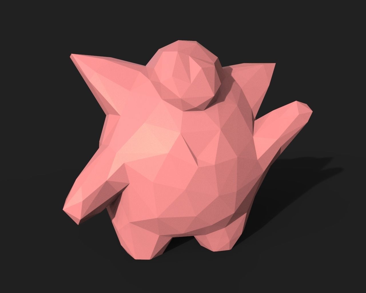 Clefairy Low Poly polygonal creature 3D print model_1