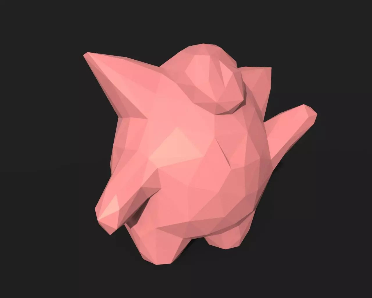 Clefairy Low Poly polygonal creature 3D print model_0