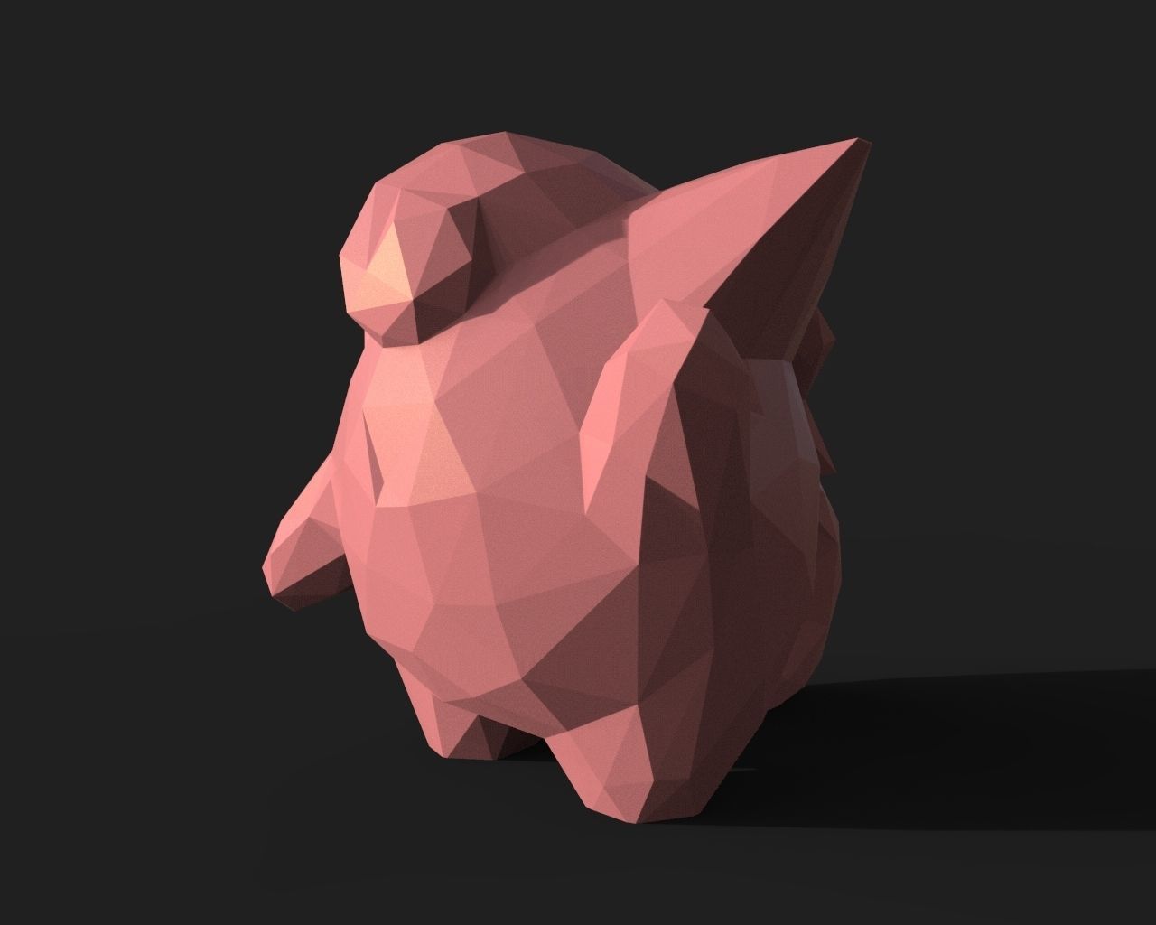 Clefairy Low Poly polygonal creature 3D print model_4
