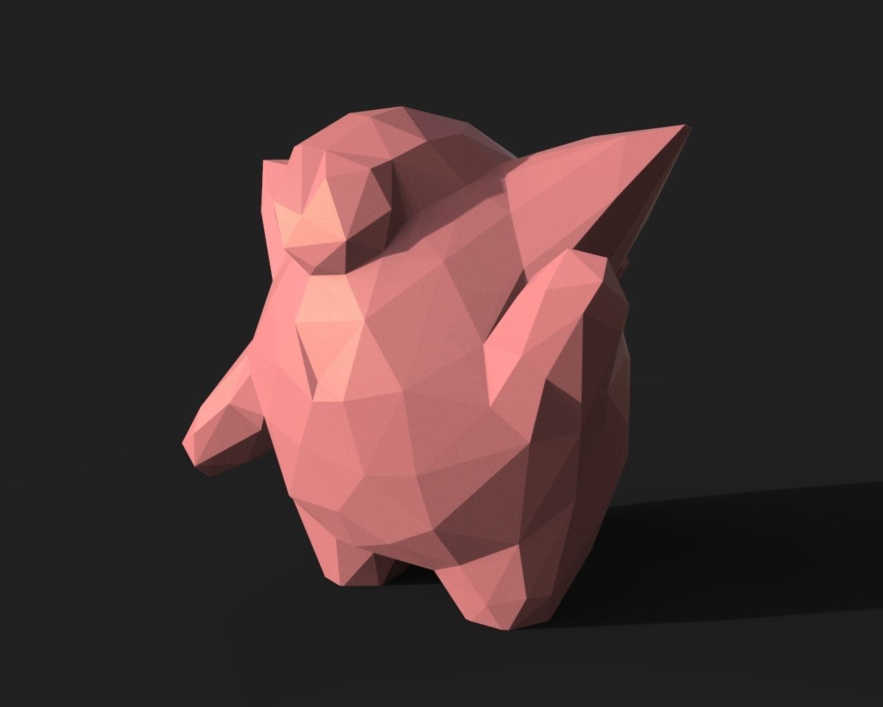 Clefairy Low Poly polygonal creature 3D print model_5