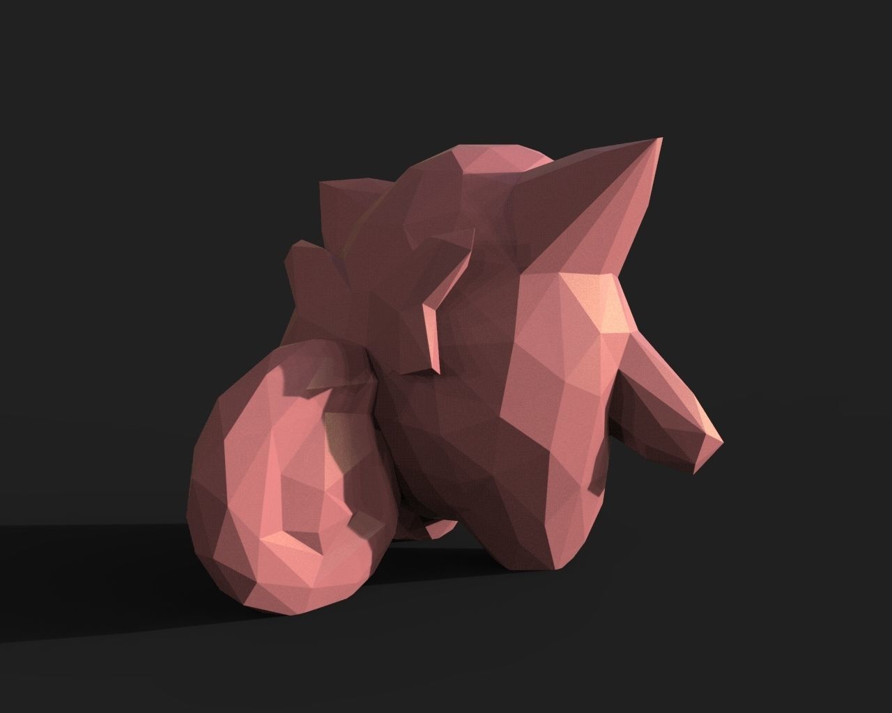 Clefairy Low Poly polygonal creature 3D print model_16