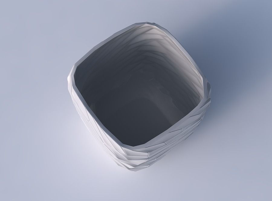 Vase quadratic stumpy with fine twisted organic cells 3D print model_2