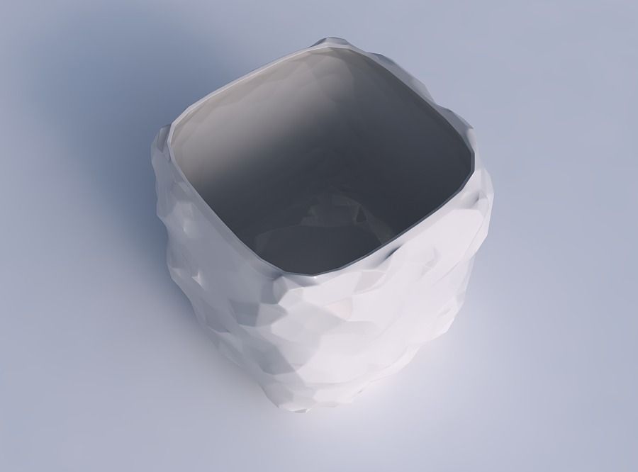 Vase quadratic stumpy with low-polygon bulges  3D print model_1