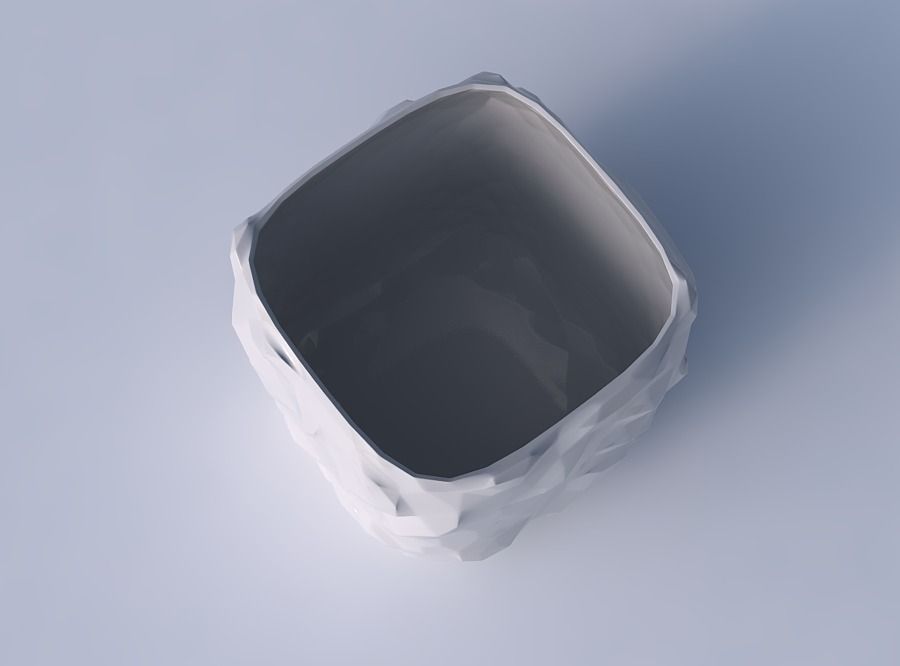 Vase quadratic stumpy with low-polygon bulges  3D print model_2