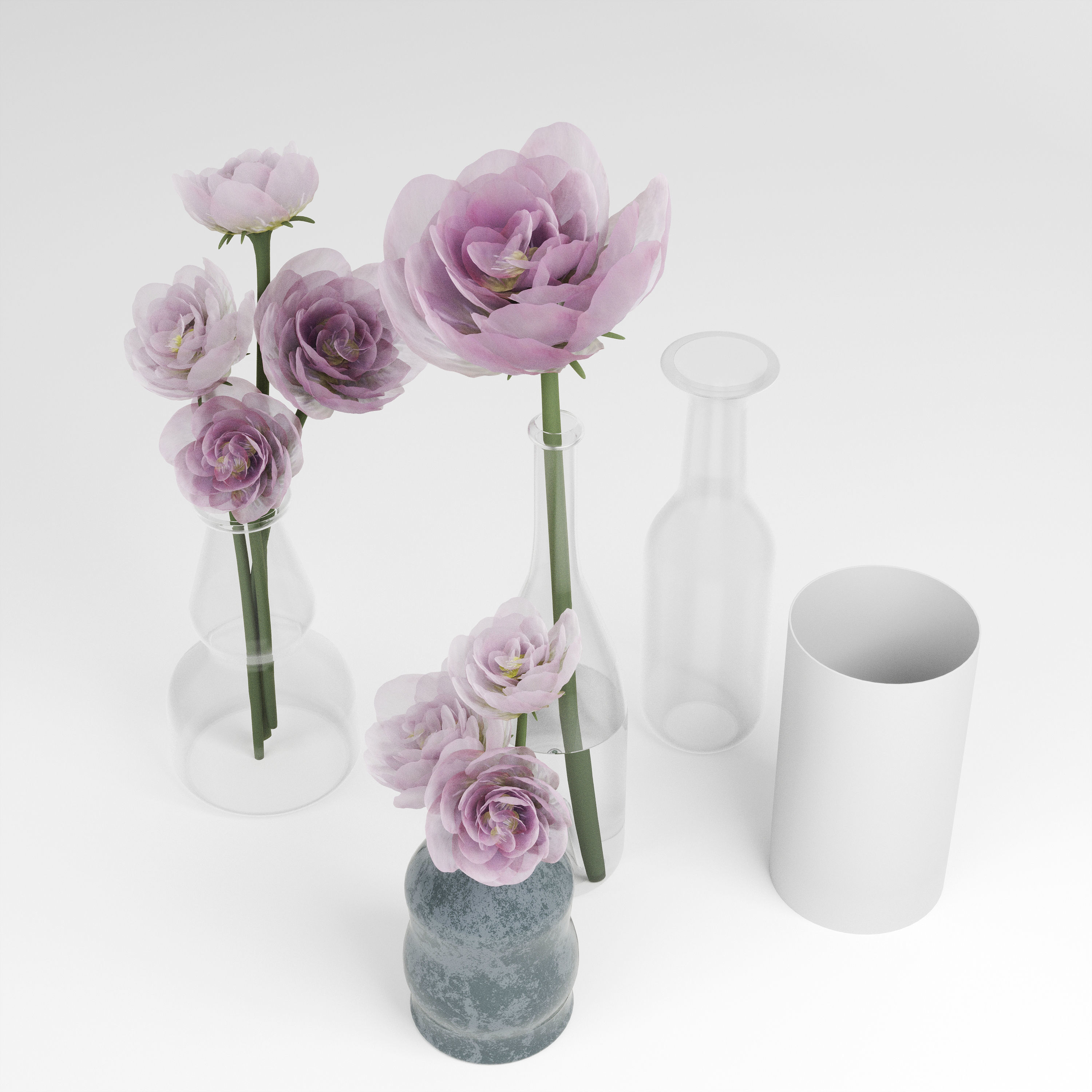 peonies flowers 3D model_2