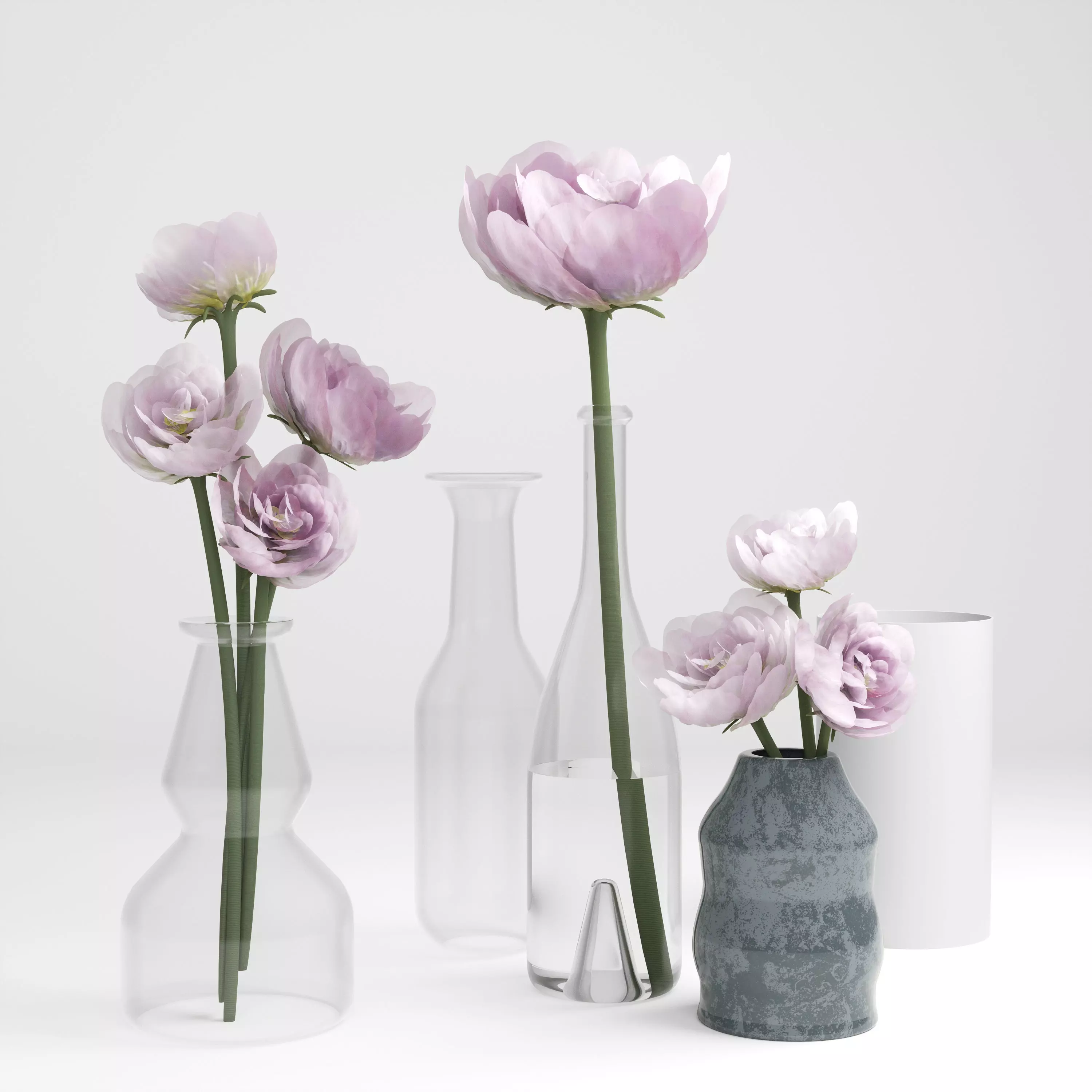 peonies flowers 3D model_0