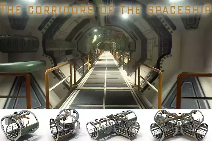 Sci Fi Corridor Low-poly 3D model Sci Fi Corridor Low-poly 3D model