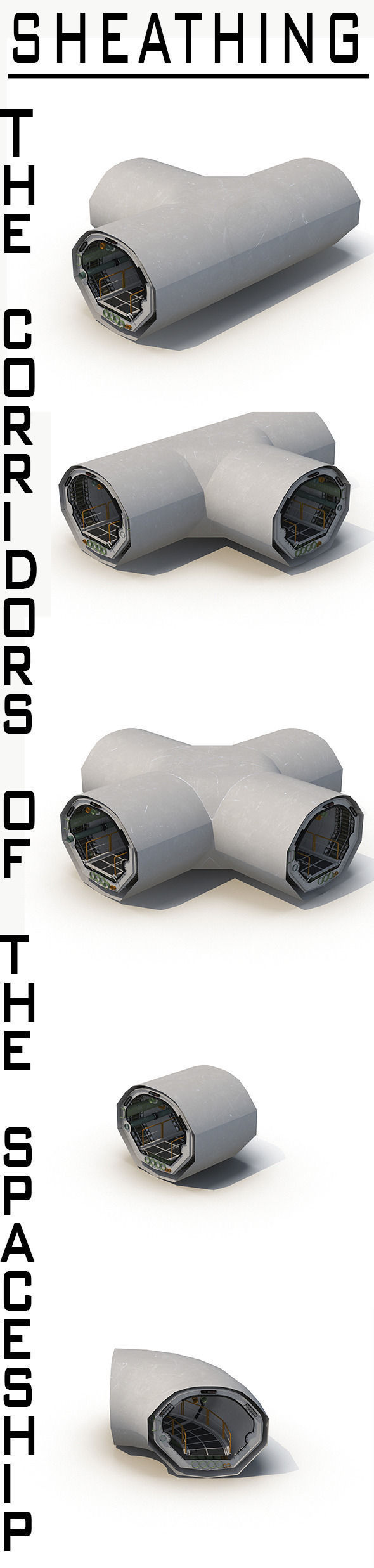 Sci Fi Corridor Low-poly 3D model_1