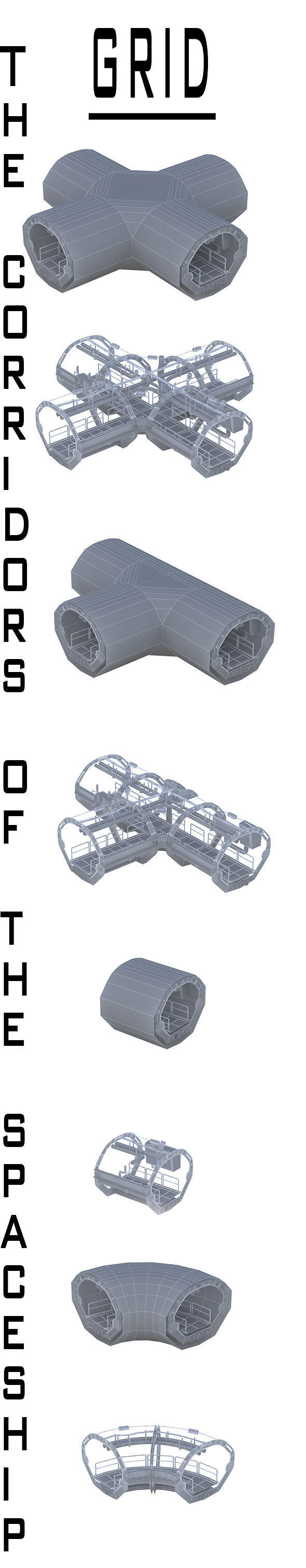 Sci Fi Corridor Low-poly 3D model_2
