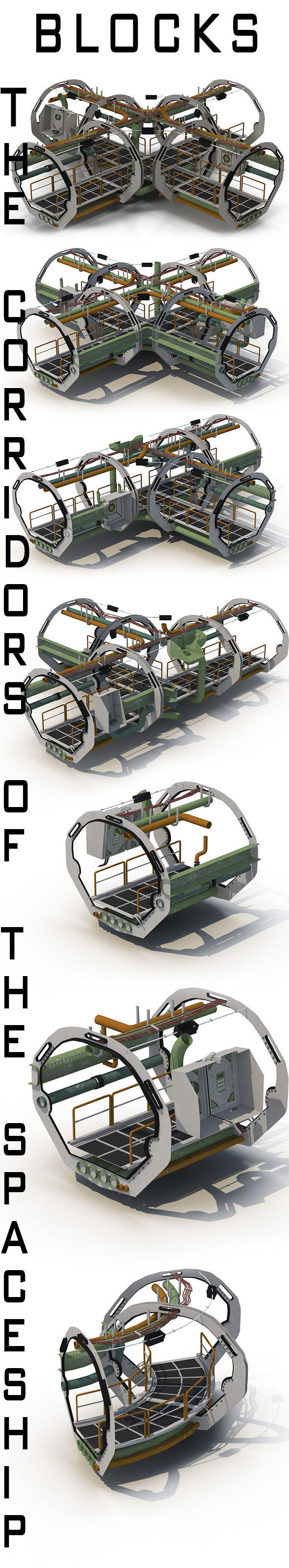 Sci Fi Corridor Low-poly 3D model_5