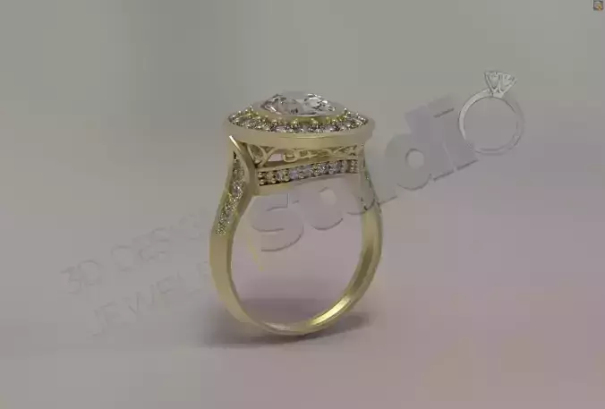 Luxury art design ring with gems 3d model