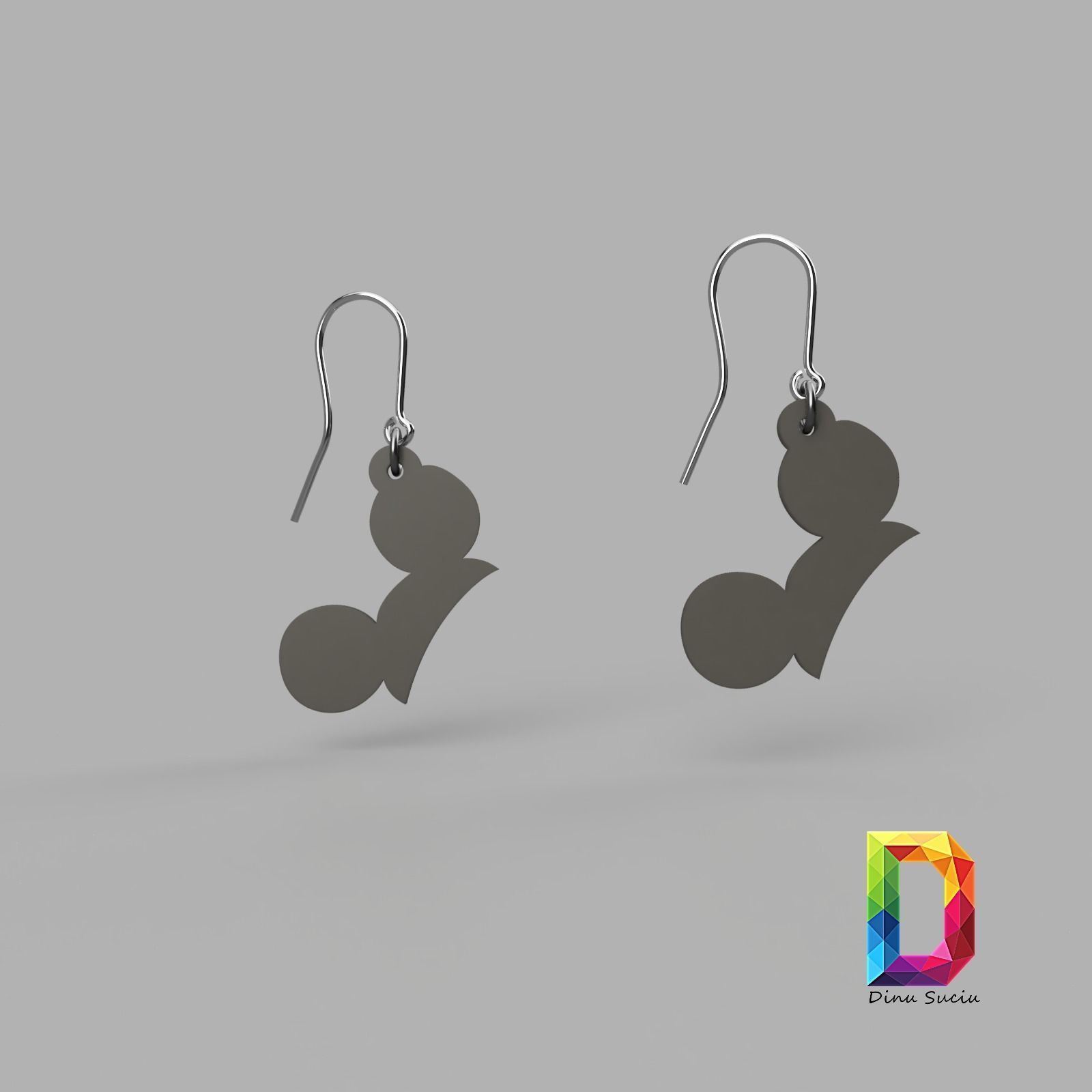 MICKEY MOUSE EARRING SET 3D print model_12