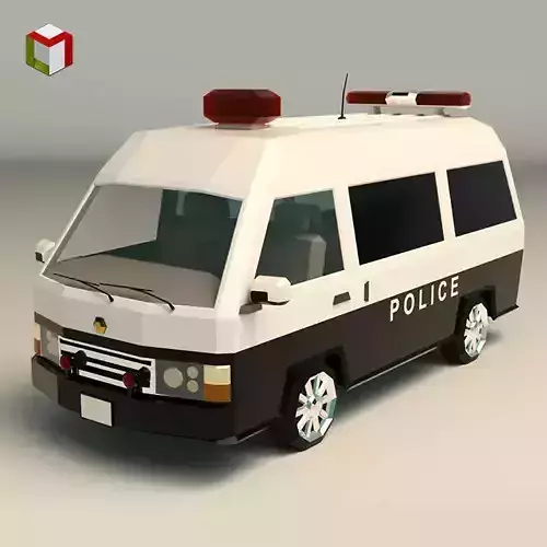 Low Poly Police Van 06 Low-poly 3D model