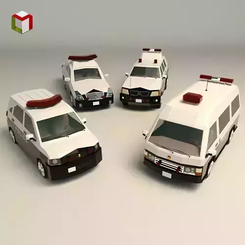 Low Poly Japanese Police Pack 3D Model Collection