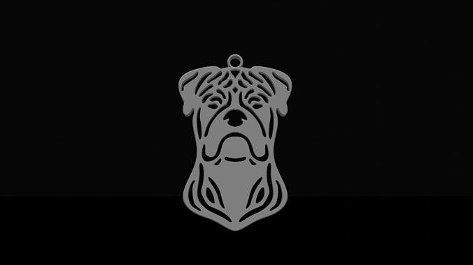 American Bulldog pendant 3D print model