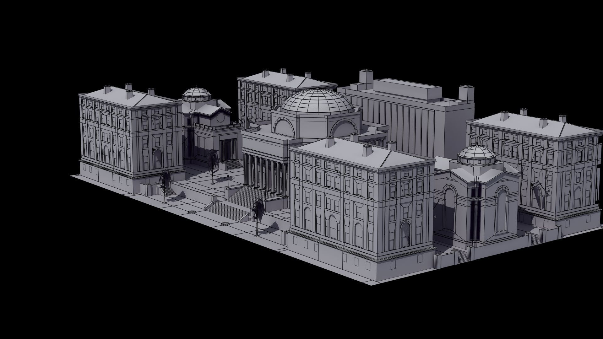 University Campus Low-poly 3D model_36