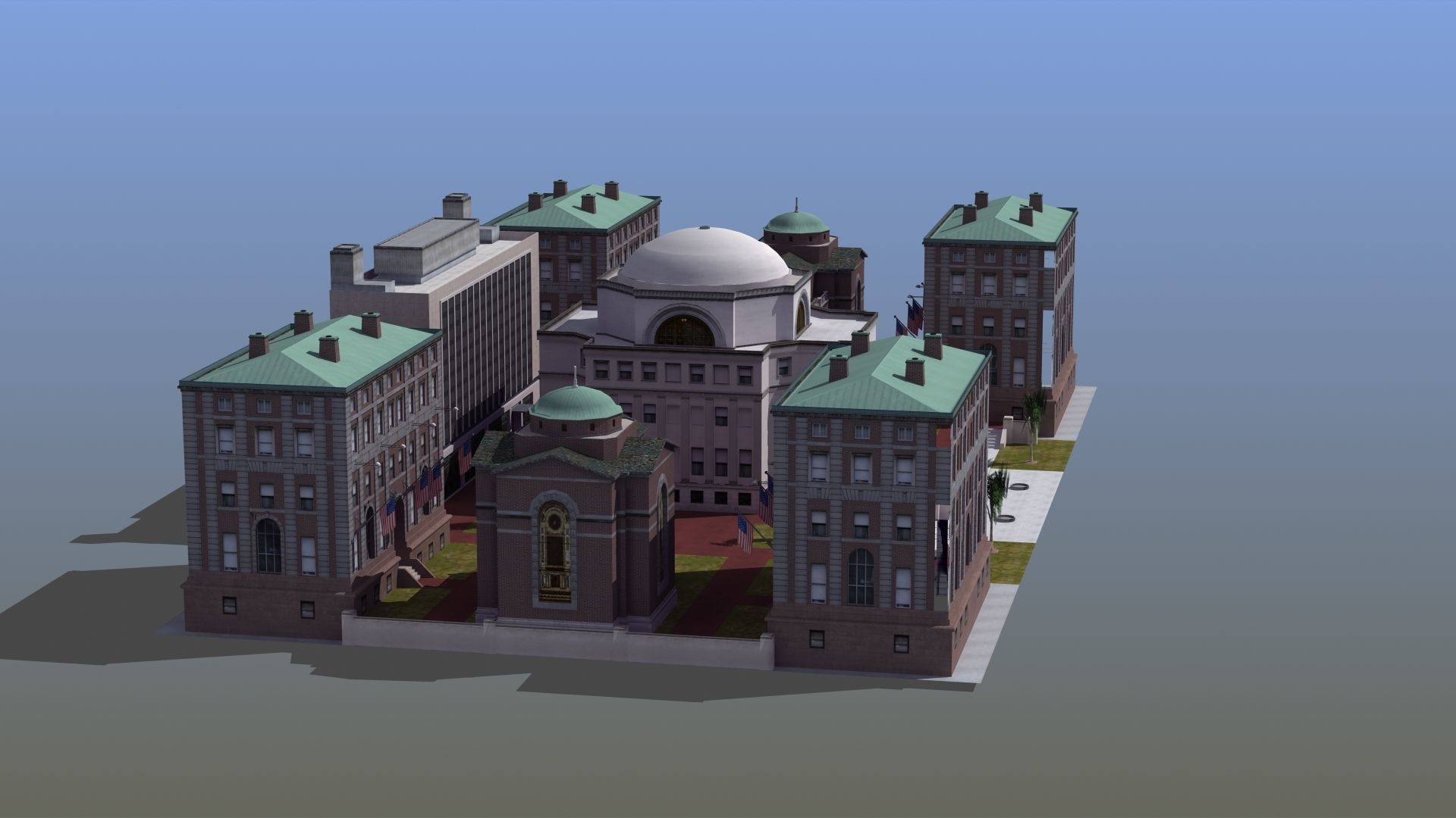 University Campus Low-poly 3D model_10