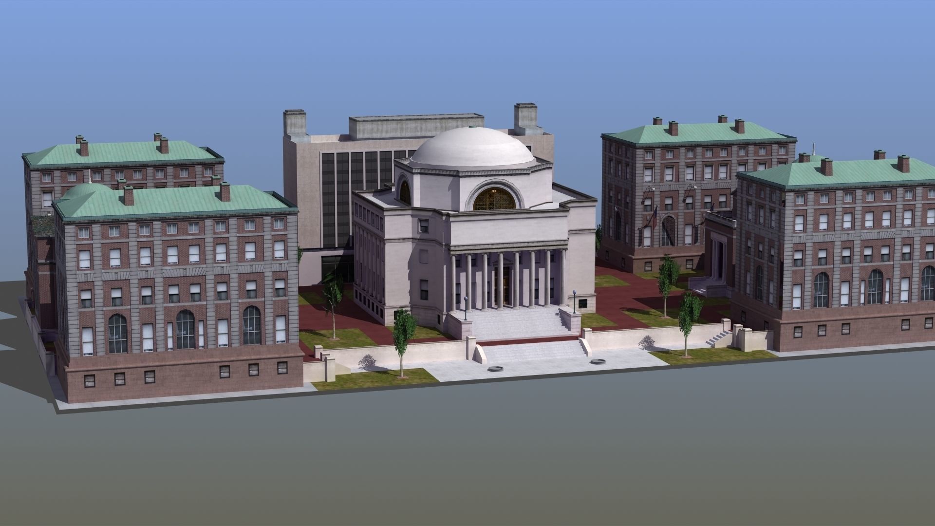University Campus Low-poly 3D model_13