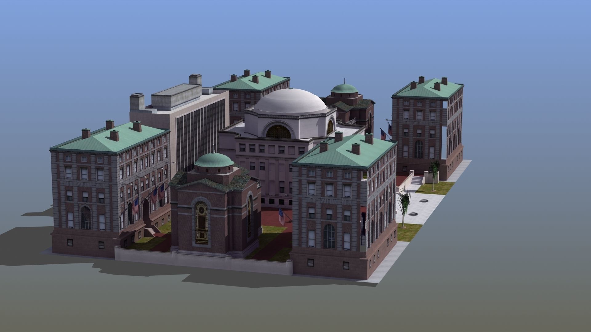 University Campus Low-poly 3D model_9
