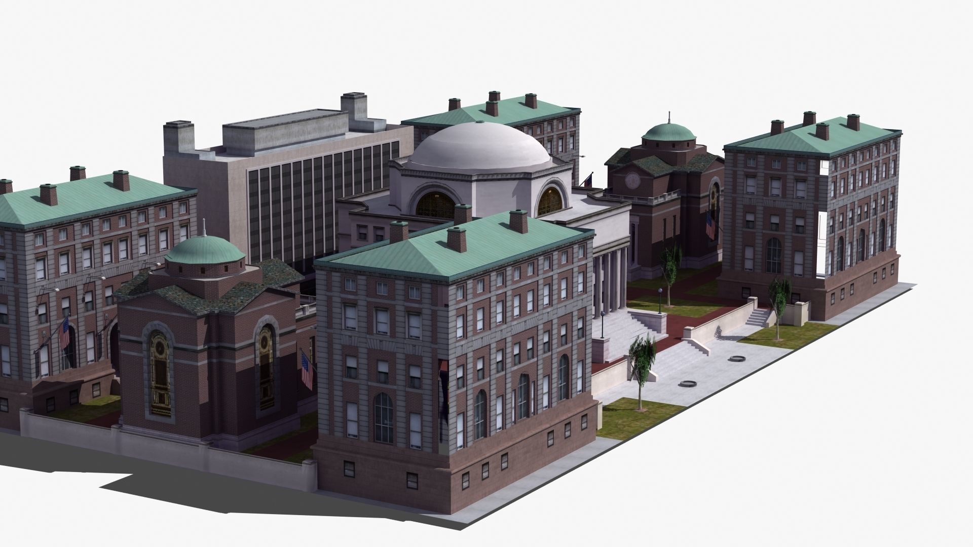 University Campus Low-poly 3D model_25