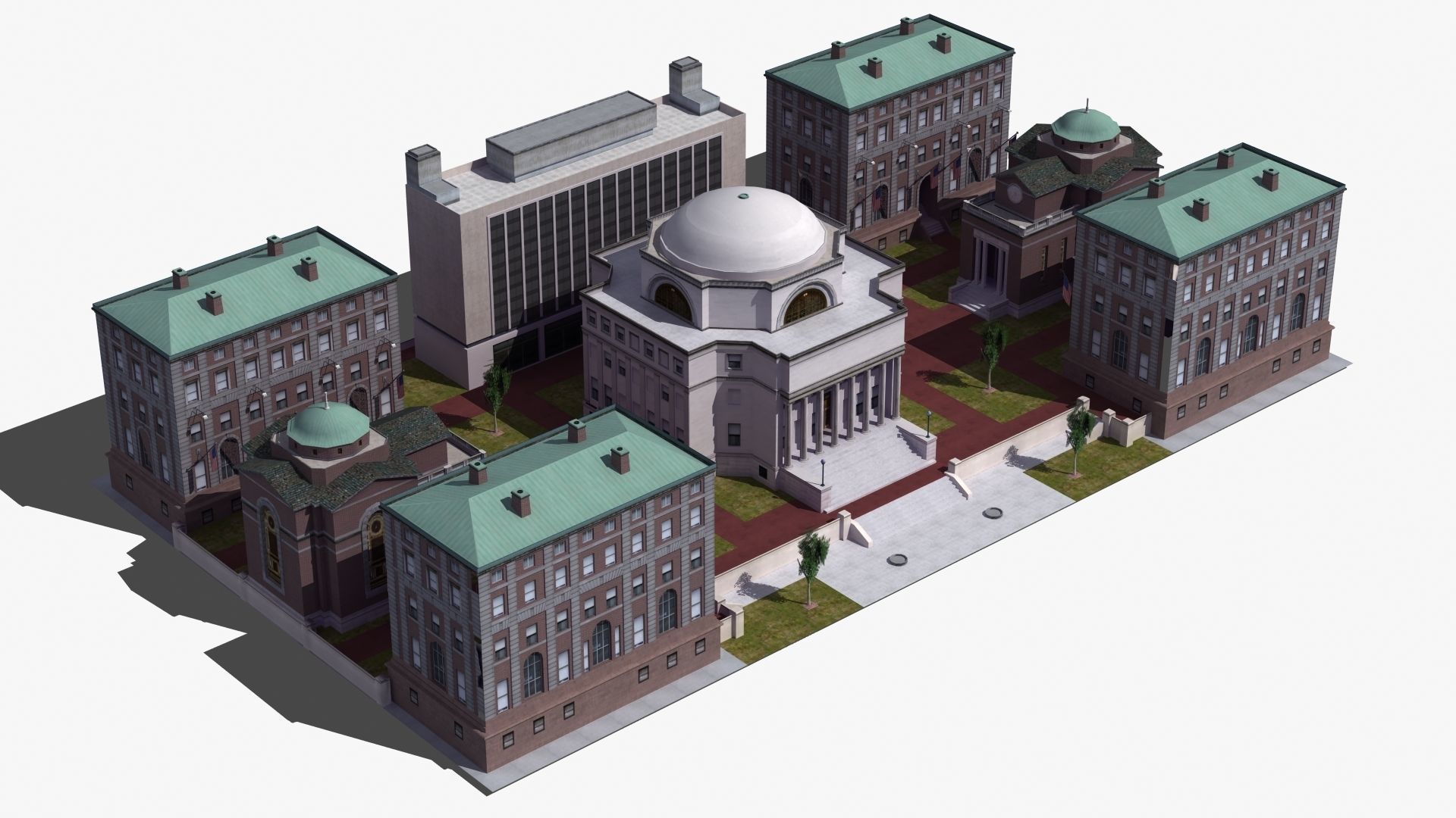 University Campus Low-poly 3D model_17