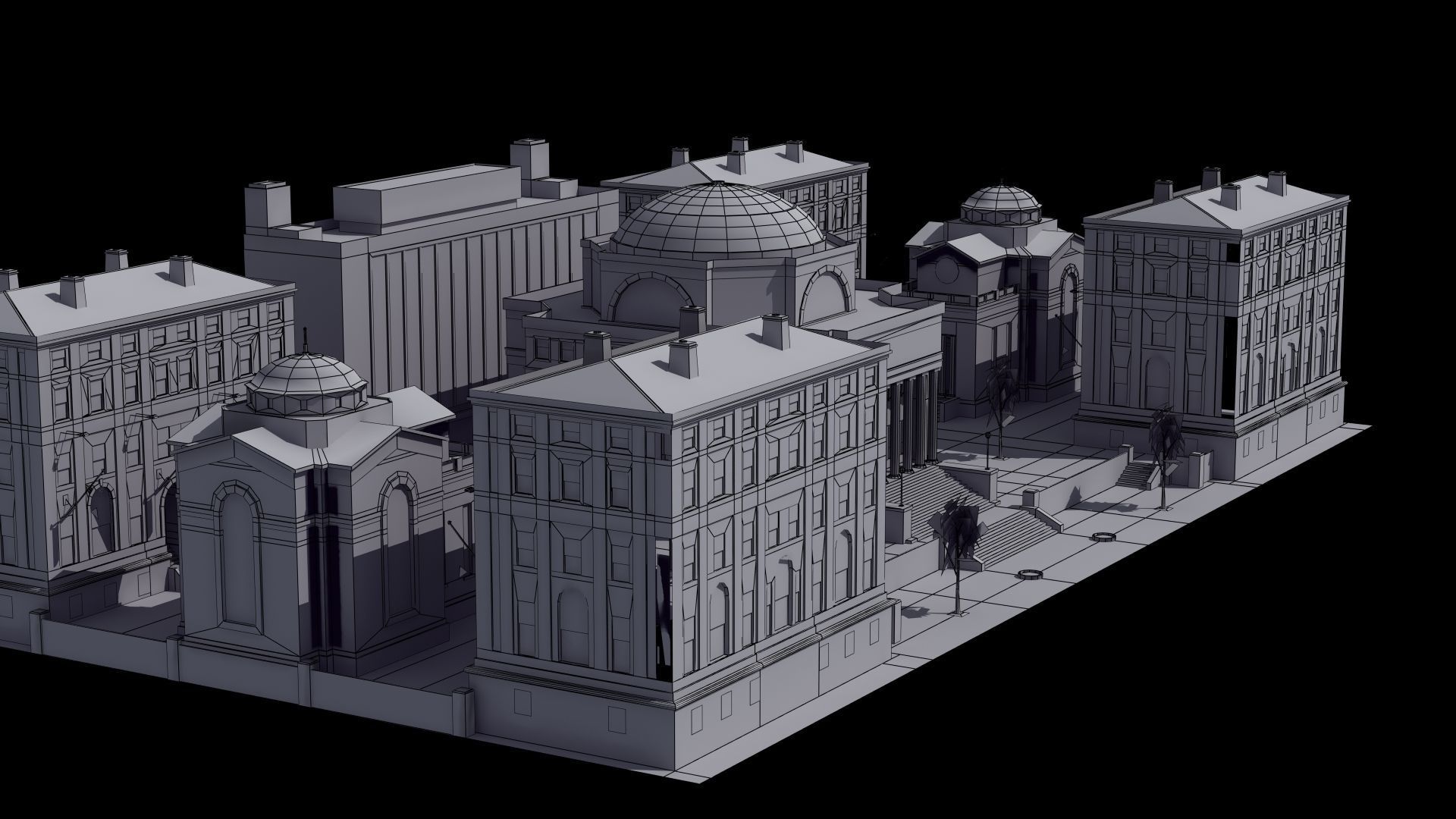 University Campus Low-poly 3D model_42