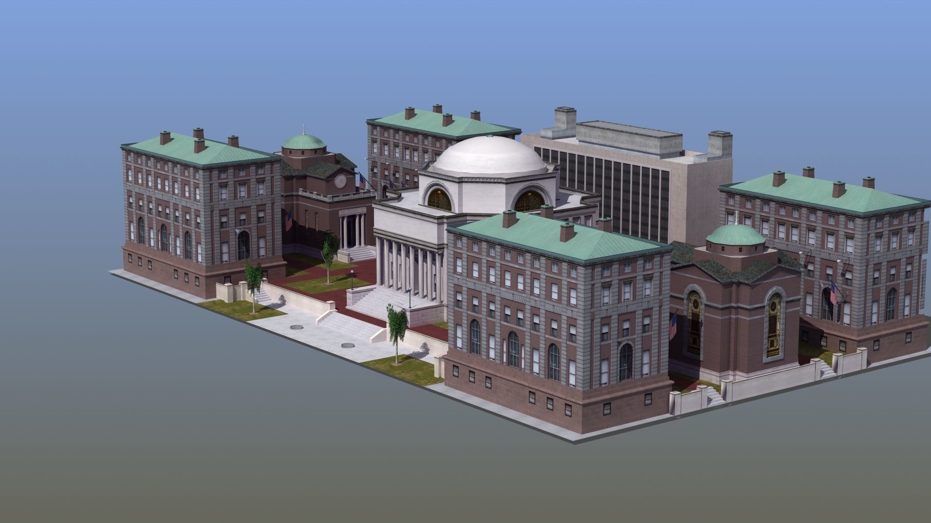 University Campus Low-poly 3D model_2
