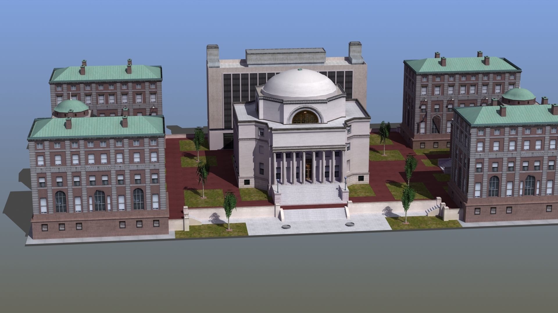 University Campus Low-poly 3D model_14