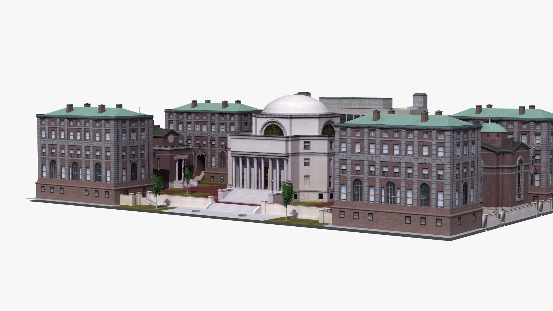 University Campus Low-poly 3D model_33