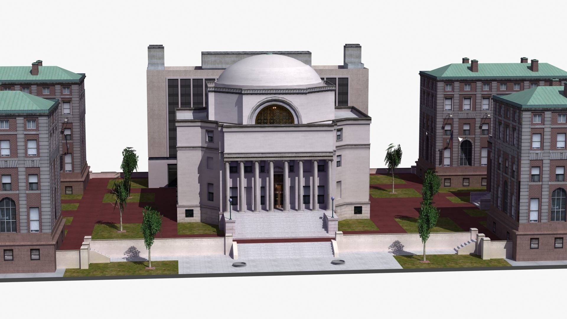 University Campus Low-poly 3D model_24
