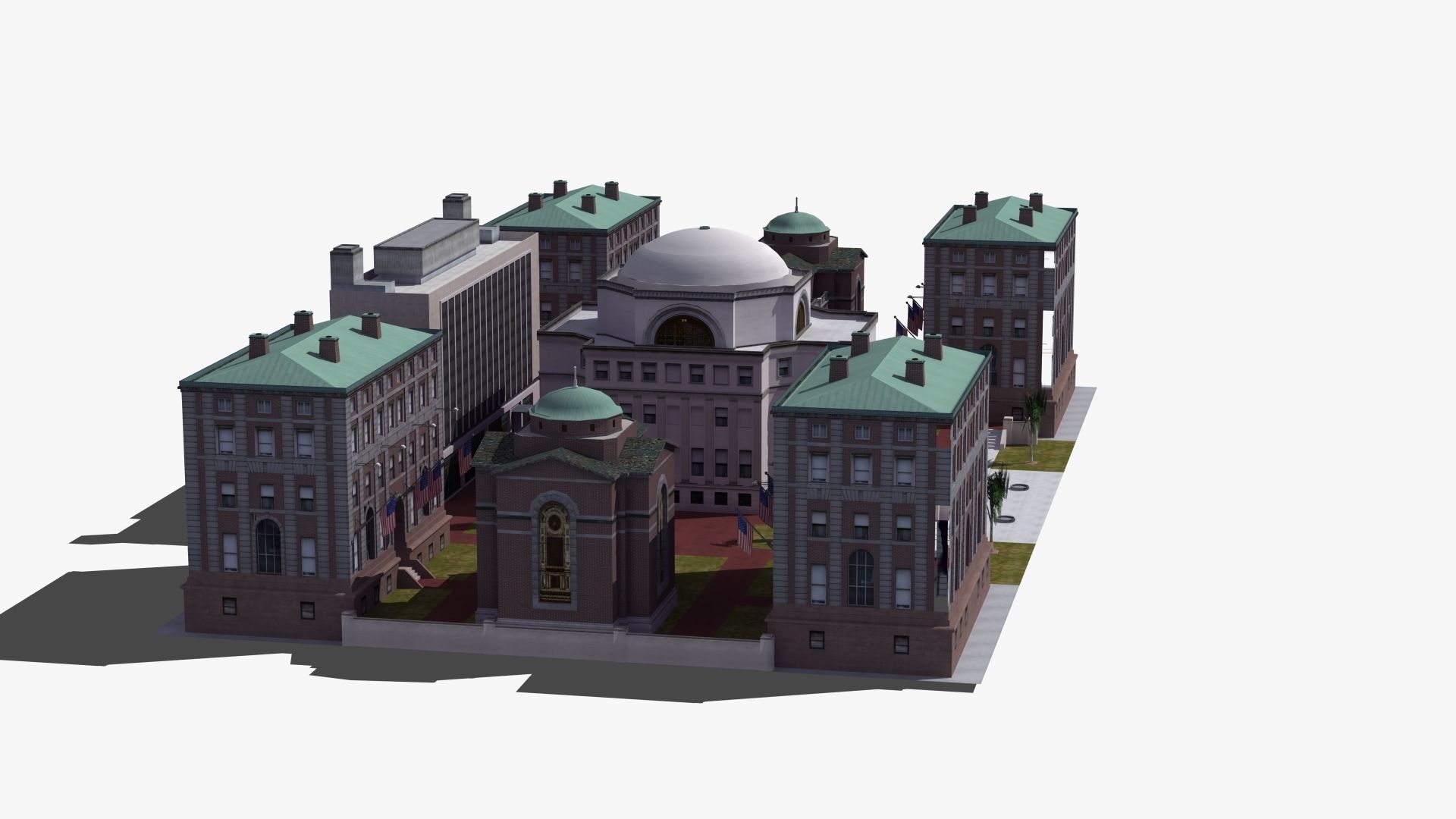 University Campus Low-poly 3D model_27