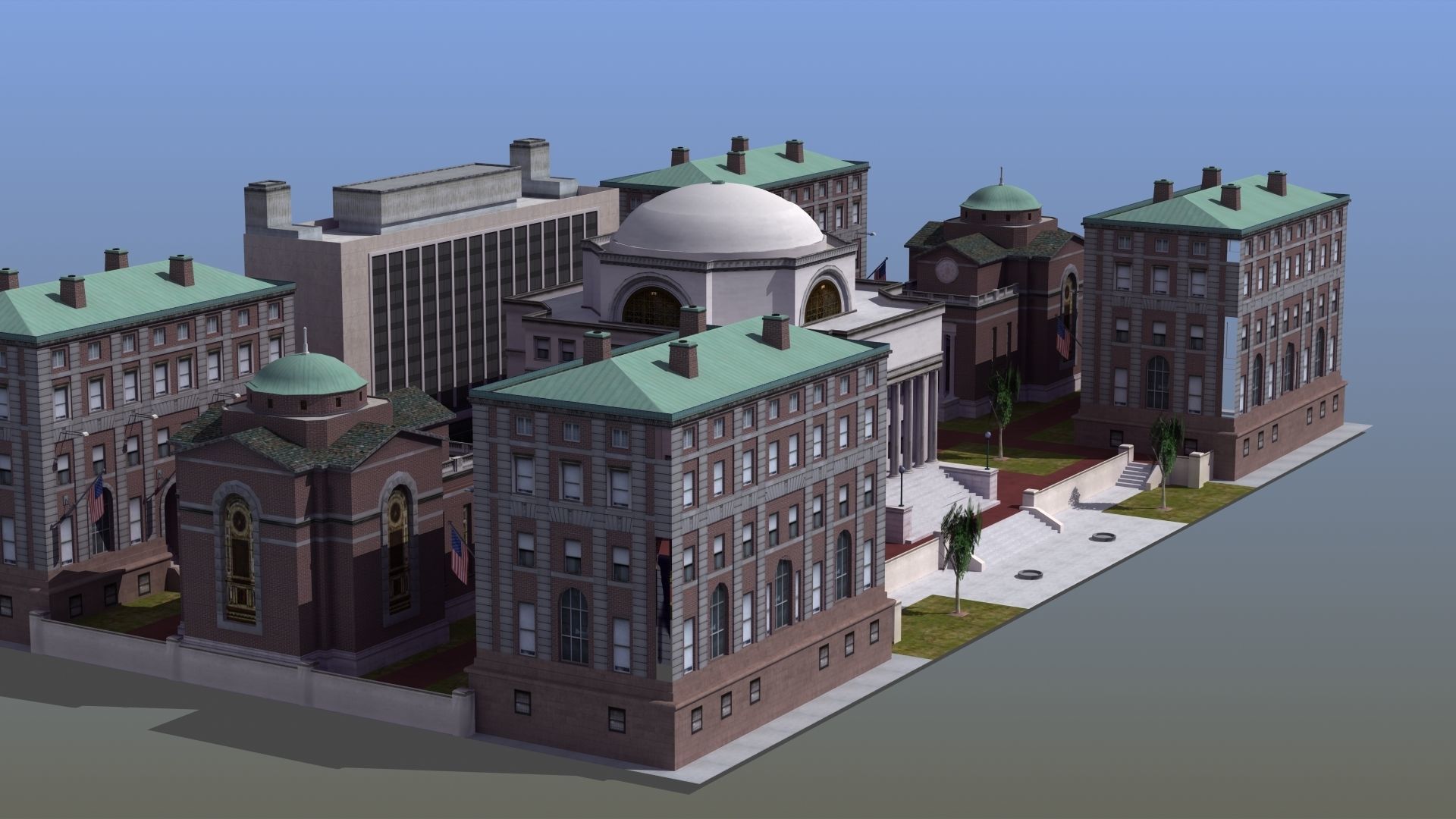 University Campus Low-poly 3D model_8