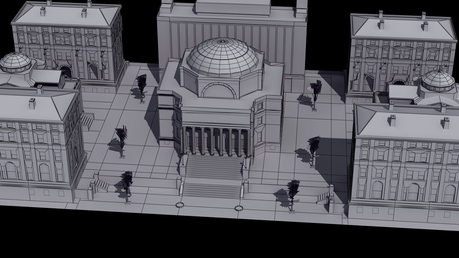 University Campus Low-poly 3D model_35