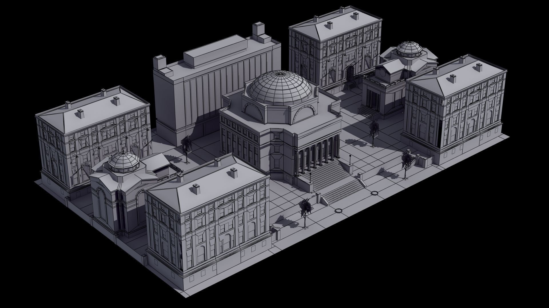 University Campus Low-poly 3D model_34