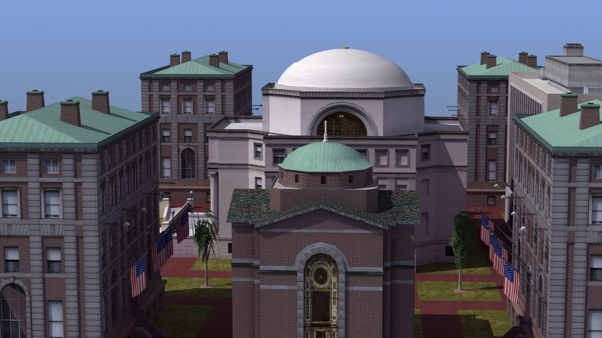 University Campus Low-poly 3D model_3