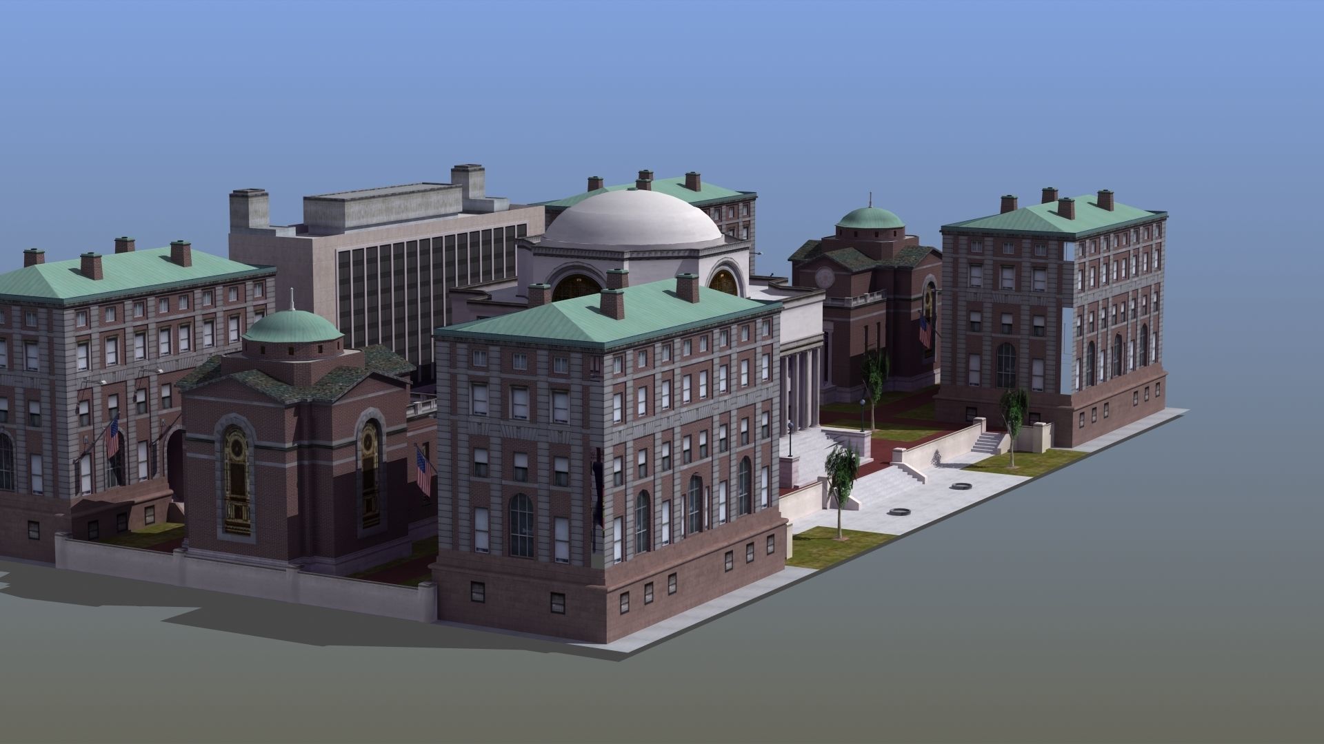 University Campus Low-poly 3D model_11